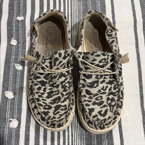 Hey Dude Leopard Print Women's Shoes - Black and Tan